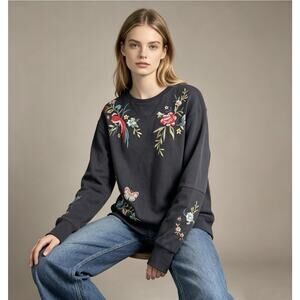 $205 Women's Johnny Was Gen French Terry Mix Floral Pullover Sweatshirt-Size XS